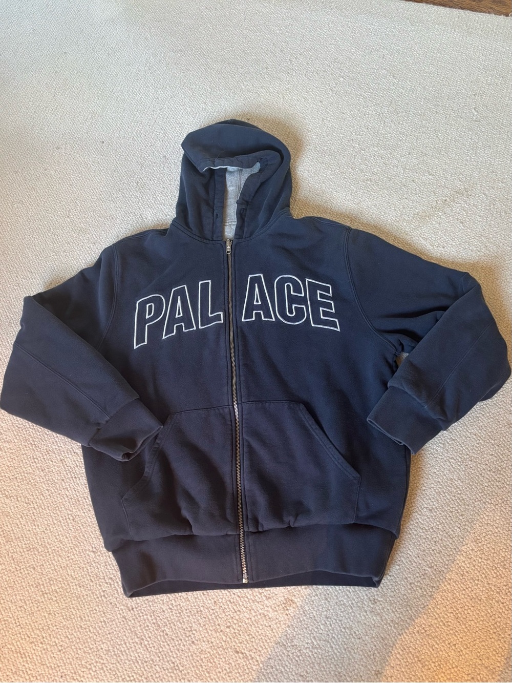 Palace Skateboards Reversible 900g Tonka Hood Heavyweight Full-Zip Blue Gray XL